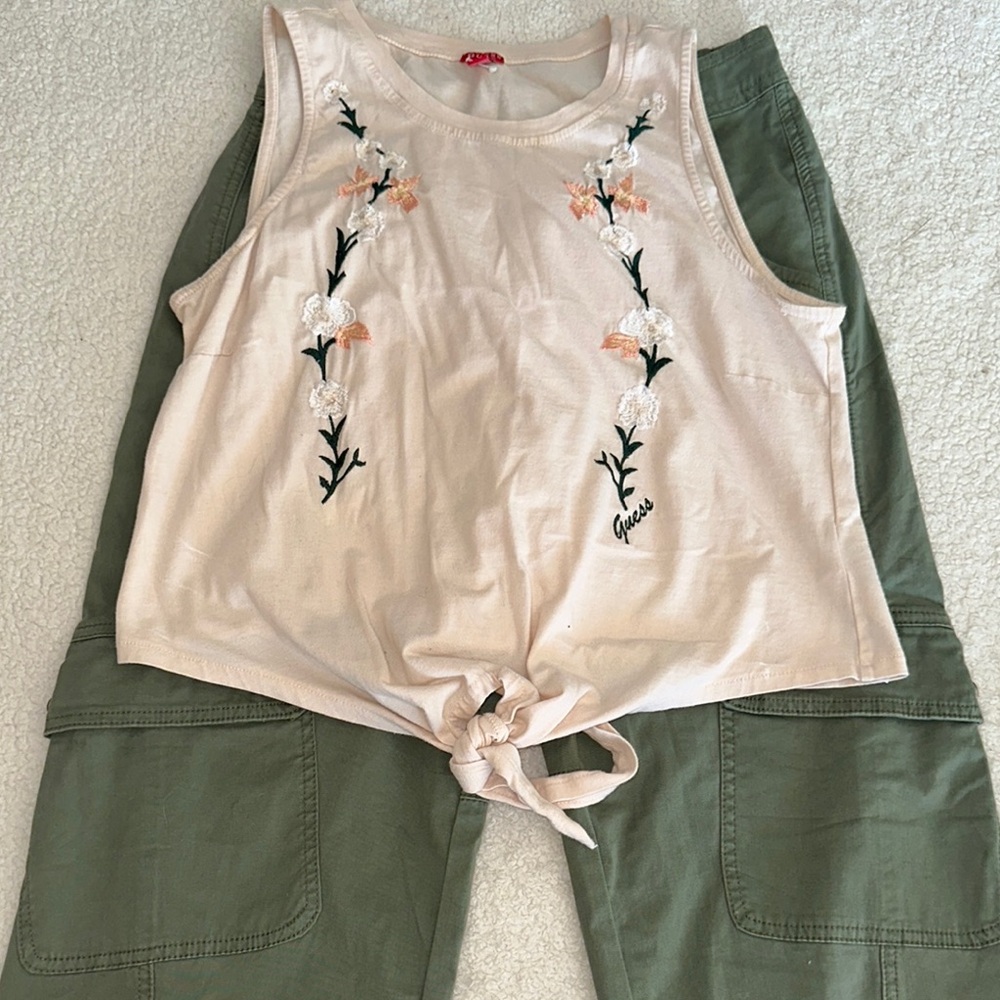 Madras Stylish Olive Green Cargo Pants/ Guess top - Picture 6 of 10